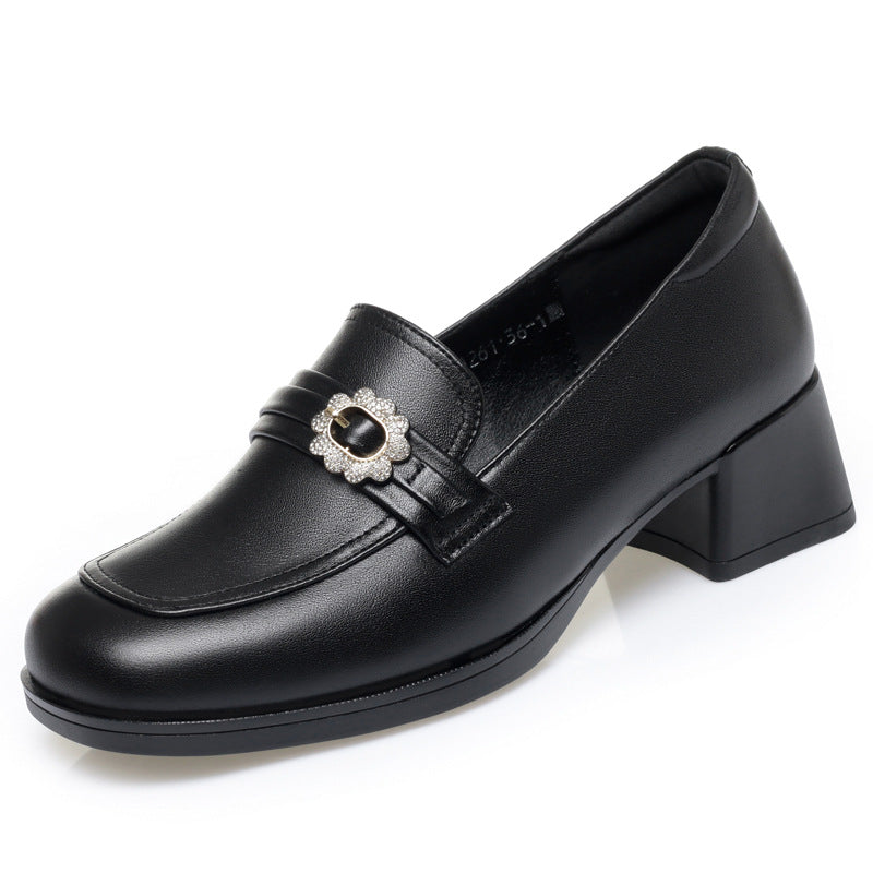 Damen Elegante Mokassins mit modischem Schmuckdetail und komfortablem Blockabsatz R&B