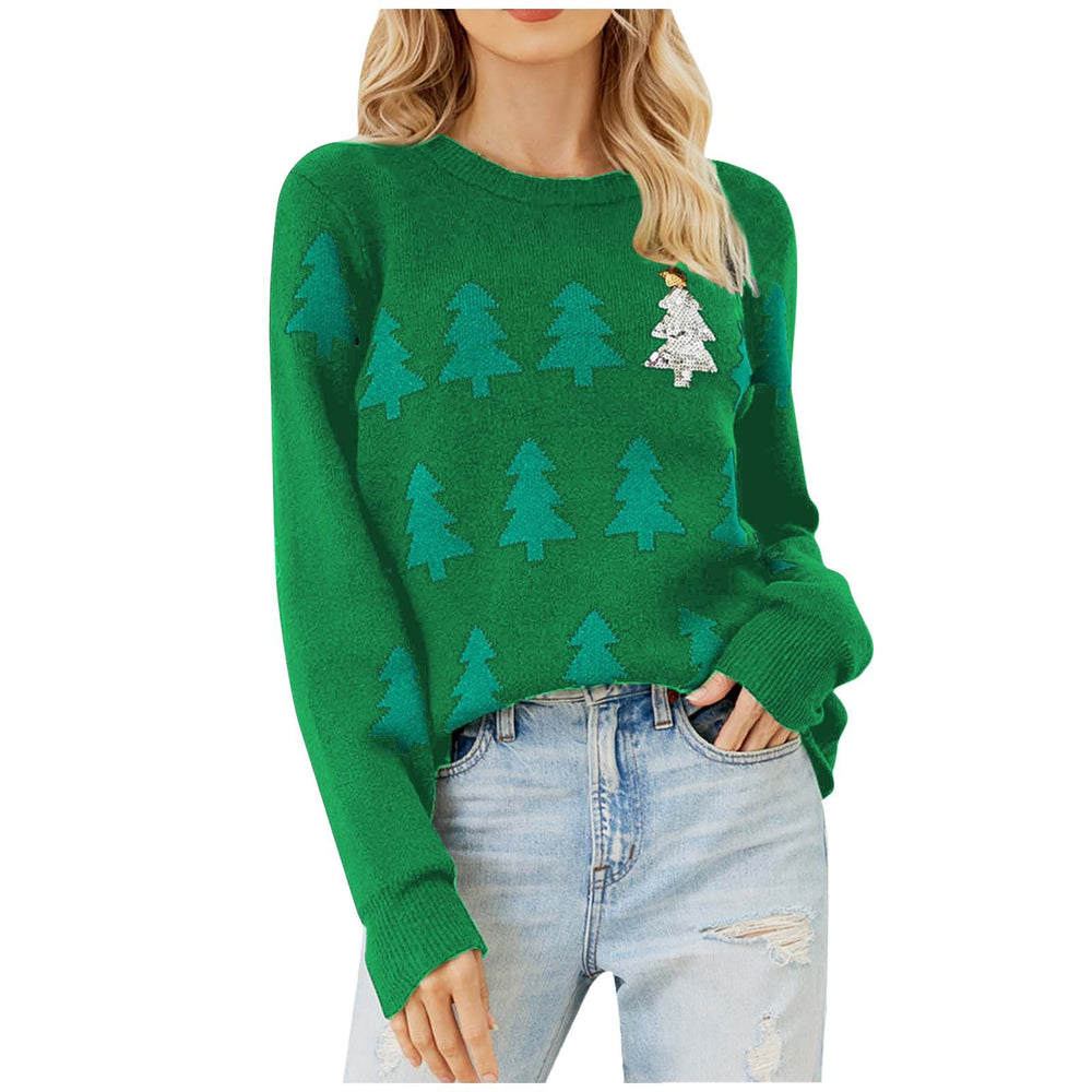Damen kuscheliger Weihnachtspullover mit festlichem Tannenbaum-Design R&B