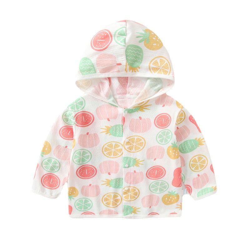 Unisex nan leichte Kapuzenjacke aus Baumwolle für Babys mit ganzflächigem Herzdruck und Druckknopfverschluss R&B