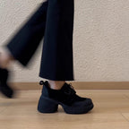 Damen bequeme Plateau-Schnürschuhe mit robustem Sohlenprofil und trendigem Design R&B