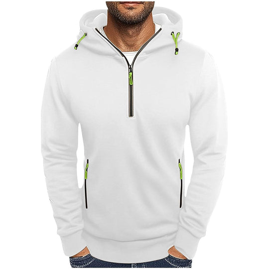Herren modischer Kapuzenpullover mit zwei Taschen und halbem Reißverschluss R&B