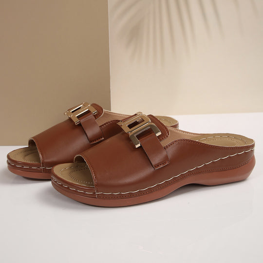 Damen Elegante Mules mit modischem Goldakzent und komfortablem Fußbett R&B