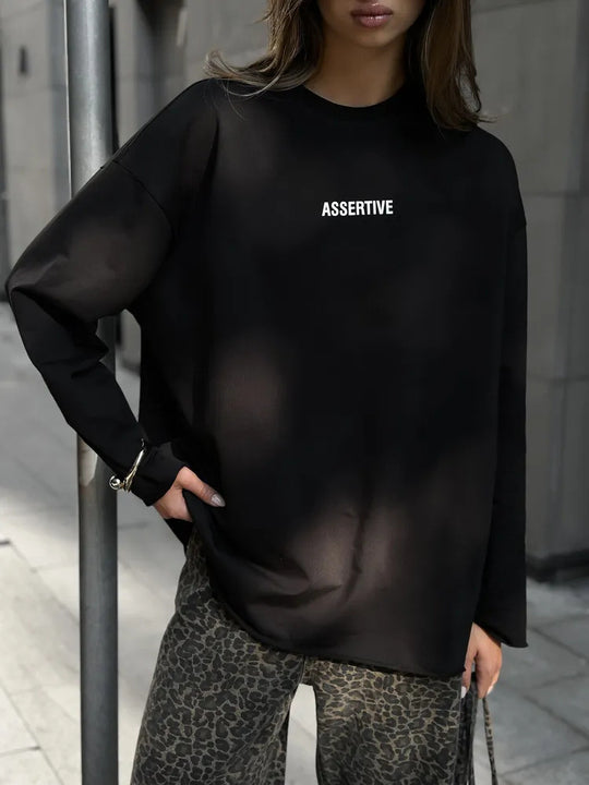 Damen Oversized Sweatshirt mit sportlichem Schriftzug R&B