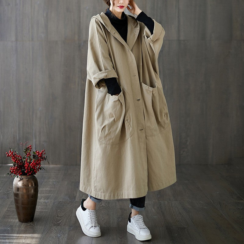 Damen Oversized Kapuzenmantel mit praktischen Taschen R&B