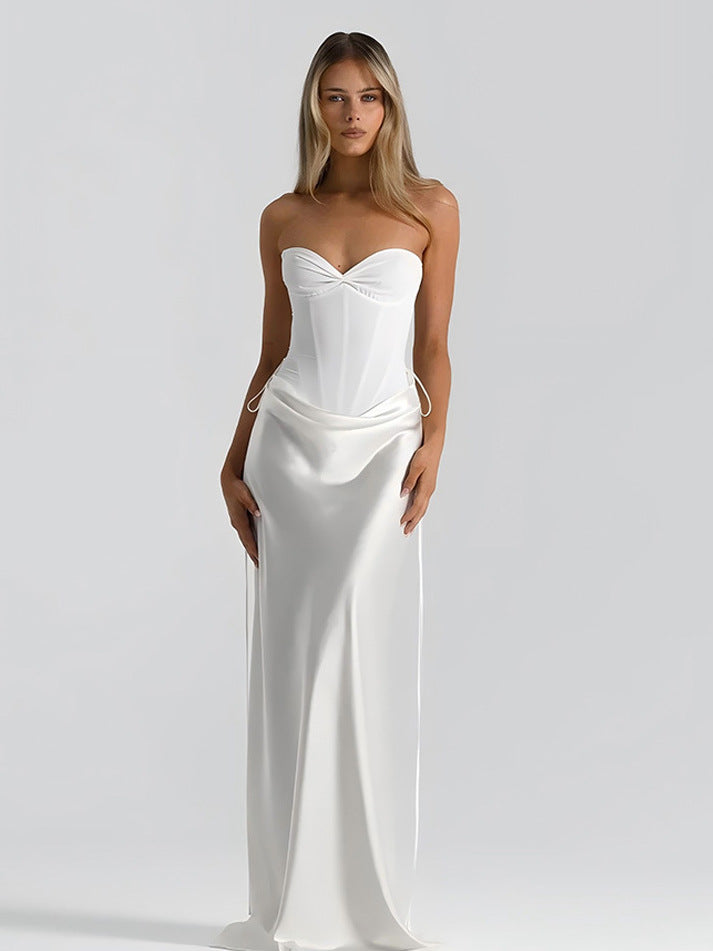 Damen Maxikleid mit elegantem Schnitt und raffinierten Drapierungen R&B