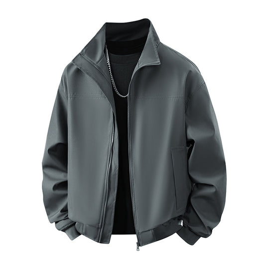 Herren modische Bomberjacke mit elastischen Bündchen und seitlichen Reißverschlusstaschen R&B