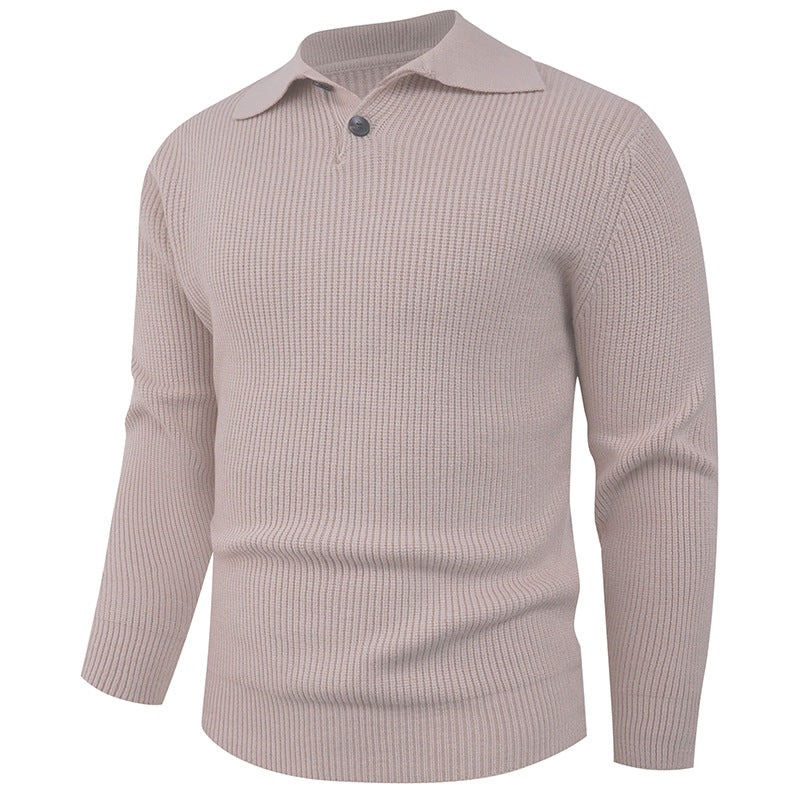 Herren Strickpullover mit modernem Polokragen und funktionalem Knopfverschluss R&B