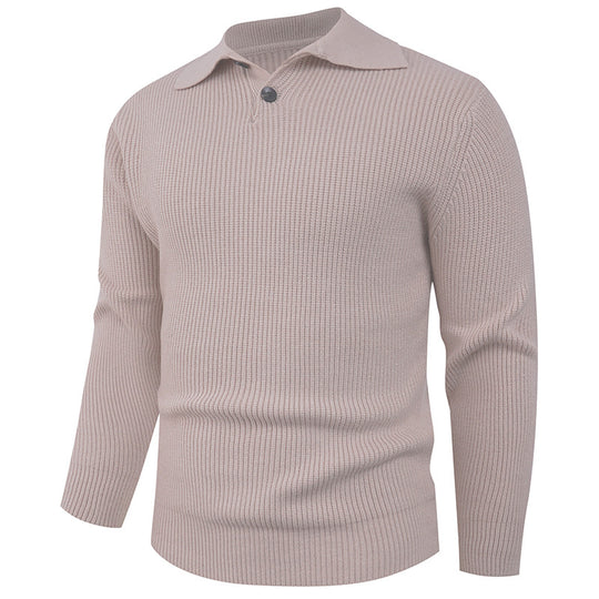 Herren Strickpullover mit modernem Polokragen und funktionalem Knopfverschluss R&B
