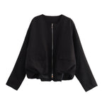 Damen lässige Jacke mit praktischen Taschen und Reißverschluss R&B