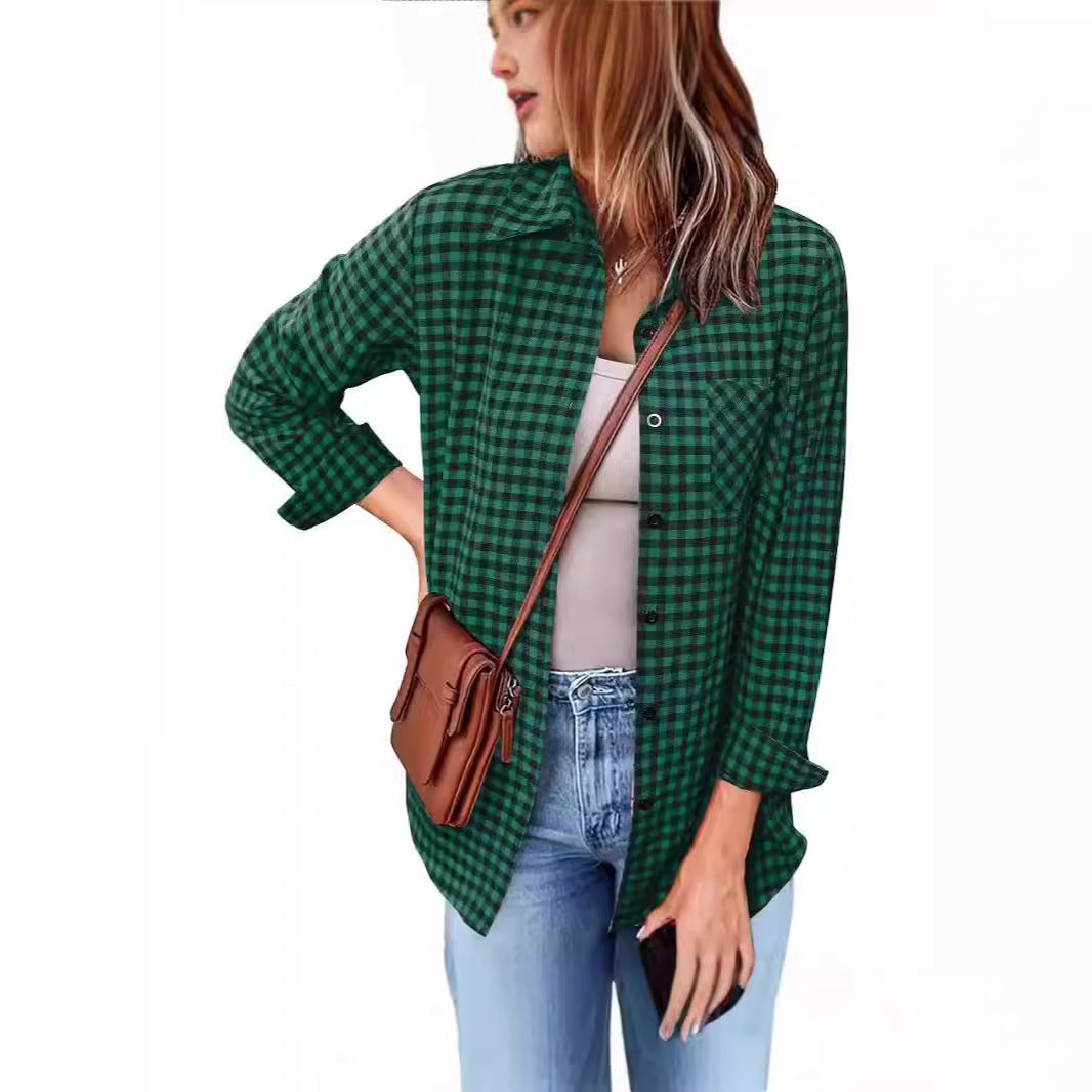 Femme Button-Up Gingham Check Shirt R&B