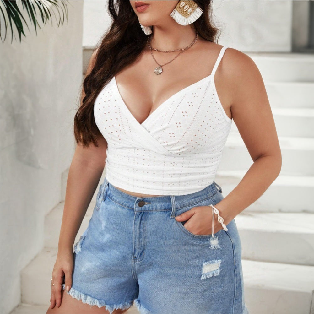 Damen Gesticktes Crop-Top R&B