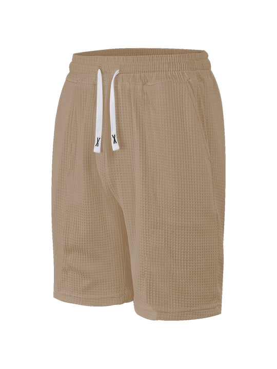 Herren nan atmungsaktive Waffel-Pyjama-Shorts mit elastischem Komfortbund, Tunnelzug und seitlichen Eingrifftaschen R&B