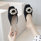 Damen elegante Mules mit Schmuckdetails