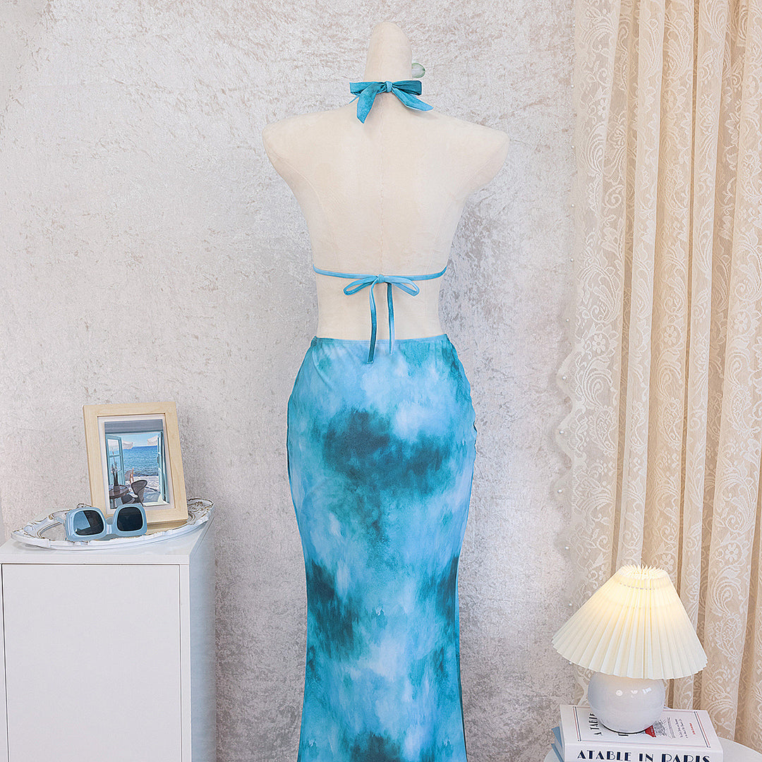 Damen Elegantes Strandkleid mit tiefem Rückenausschnitt R&B