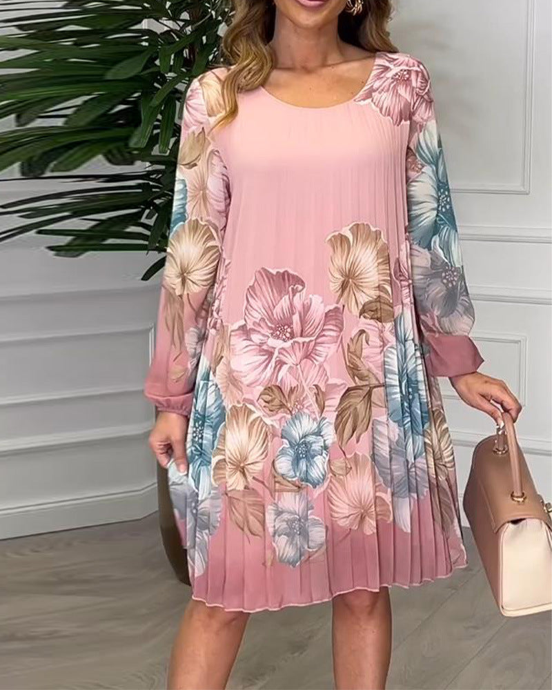 Damen Faltendes Blumenkleid Heidi-Mode