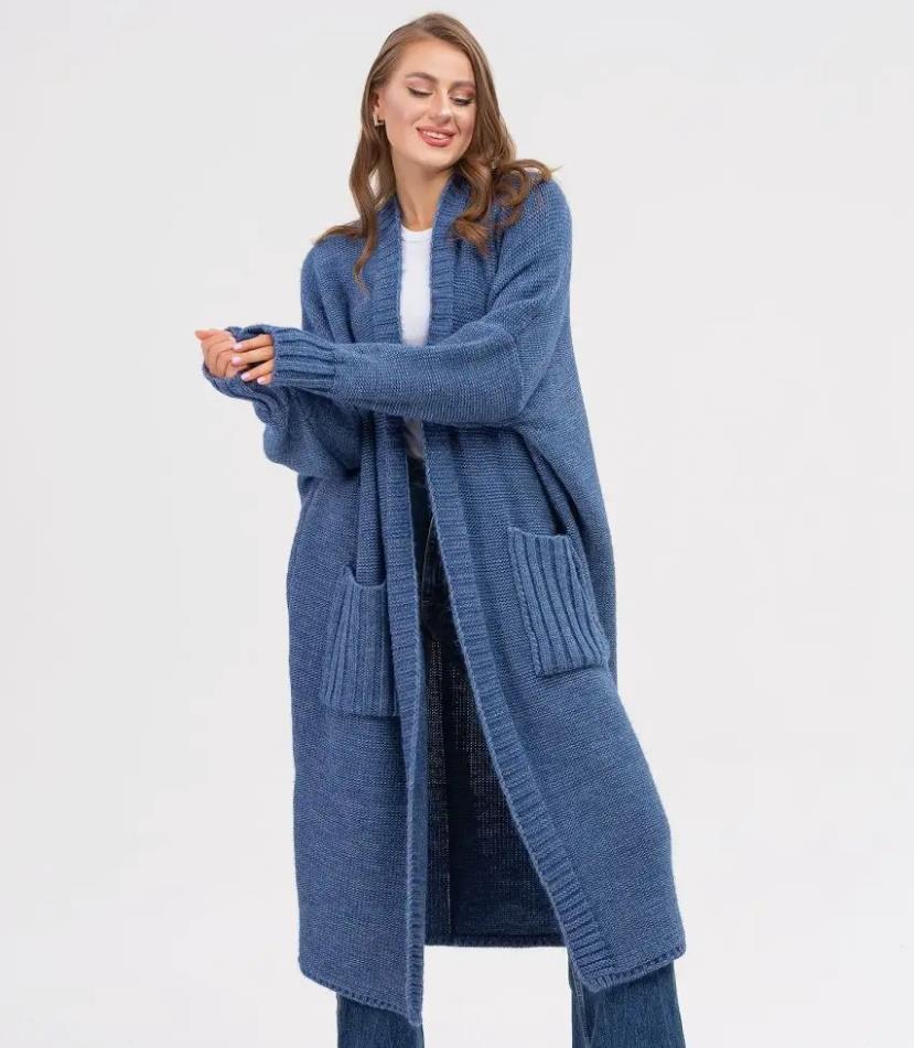 Damen Gemütlicher Strickmantel mit großen Taschen und oversized Schnitt R&B