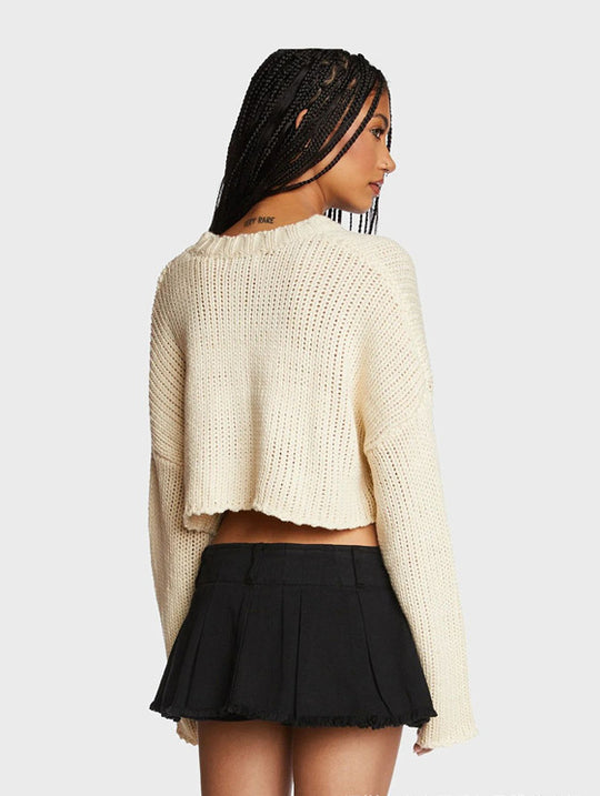 Damen modischer Grobstrickpullover mit trendy Sternenapplikation R&B
