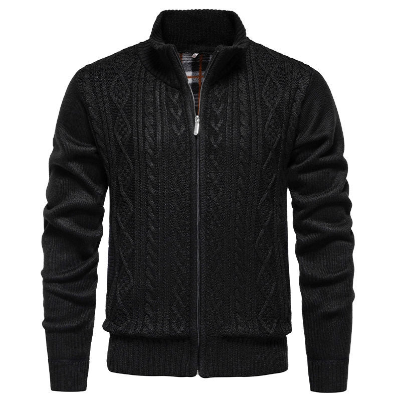 Herren Strickjacke mit hohem Kragen und Reißverschluss R&B
