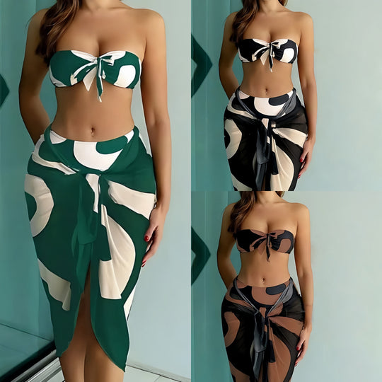 Damen Bandeau-Bikini mit kombinierbarem Wickelrock R&B