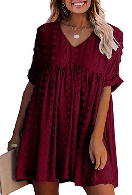 R&B | Locker Sitzendes Kurzärmliges Weites Taillenkleid