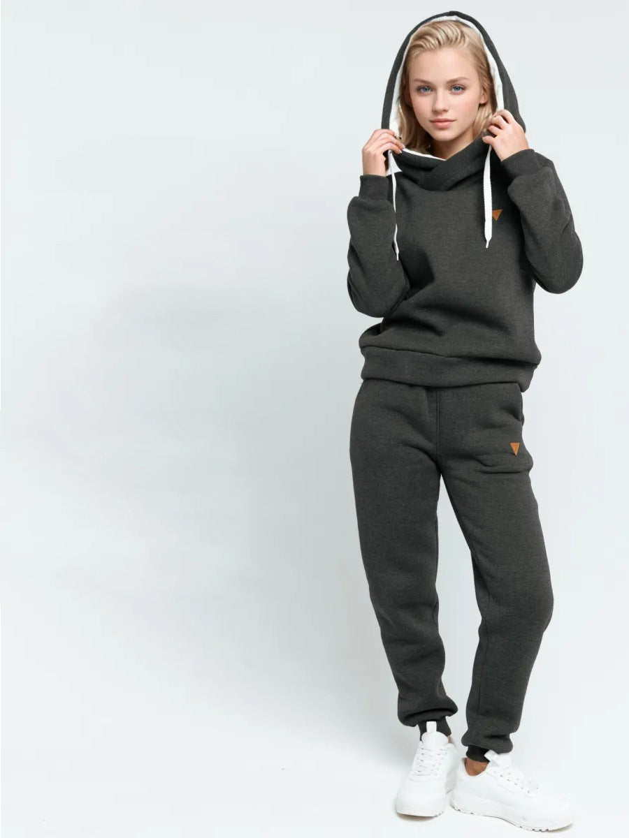 Damen Sportliches Hoodie-Set mit hohem Kragen R&B