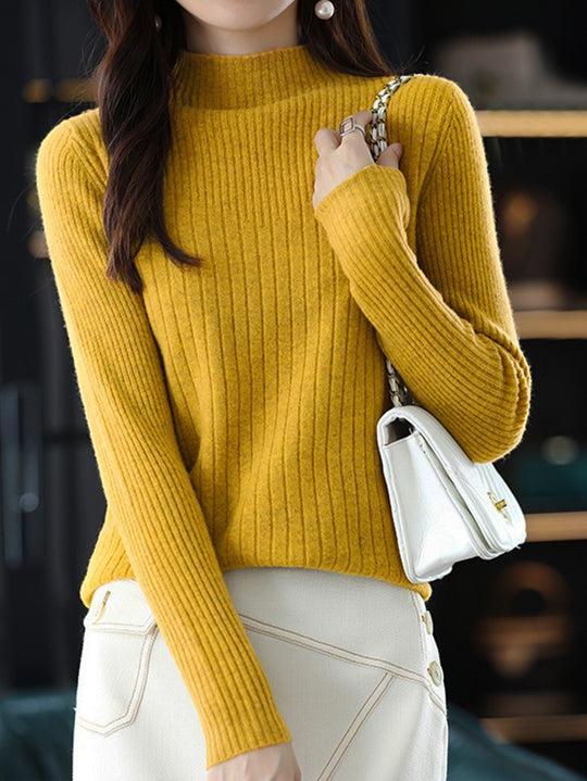 Damen eleganter Rollkragenpullover mit feiner Rippstruktur und modernem Design R&B