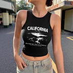 Damen Crop-Top mit kreativem California-Design R&B