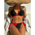 Damen Triangel-Bikini mit verstellbaren Trägern und sportlichem Rüschendesign R&B