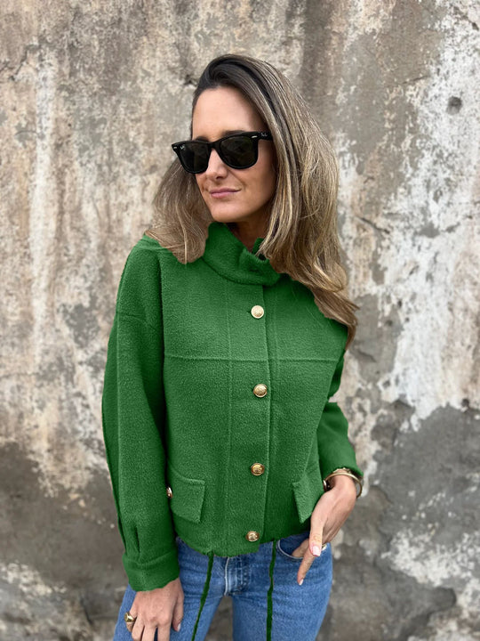 Damen Kurze Jacke mit dekorativen Knöpfen und praktischen Taschen R&B
