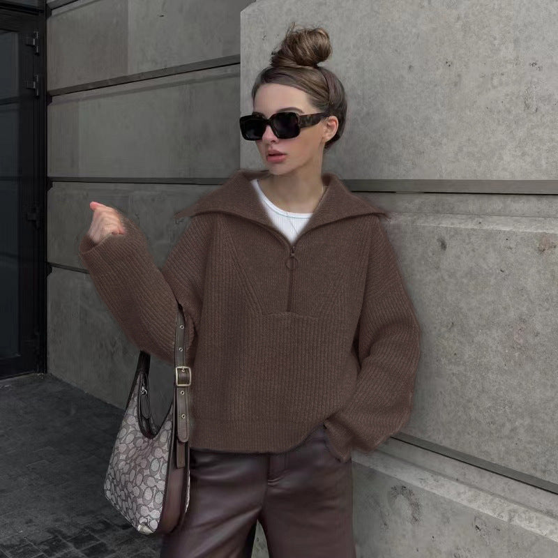 R&B | Rippstrickpullover mit Reißverschluss Weich und Warm Lässig Schick
