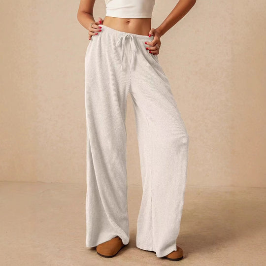 Damen weite Strickhose mit verstellbarem Bund und seitlichen Taschen R&B