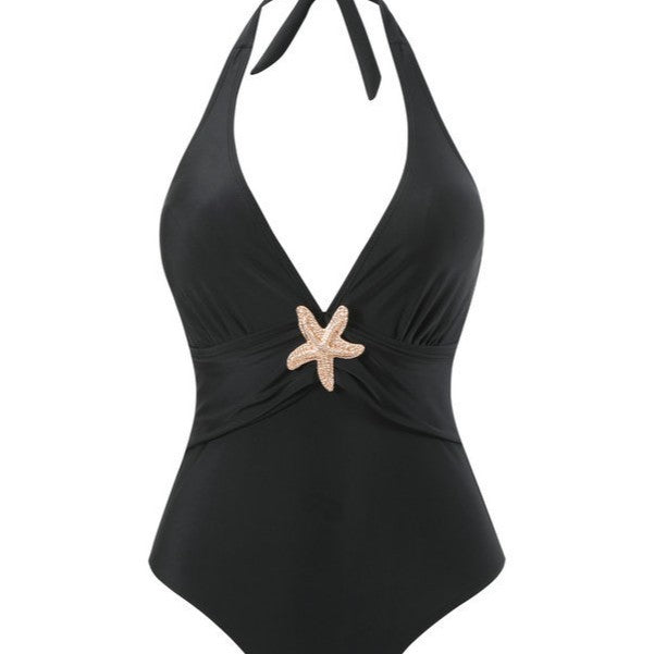 Damen Halterneck Bademode mit transparentem Pareo R&B