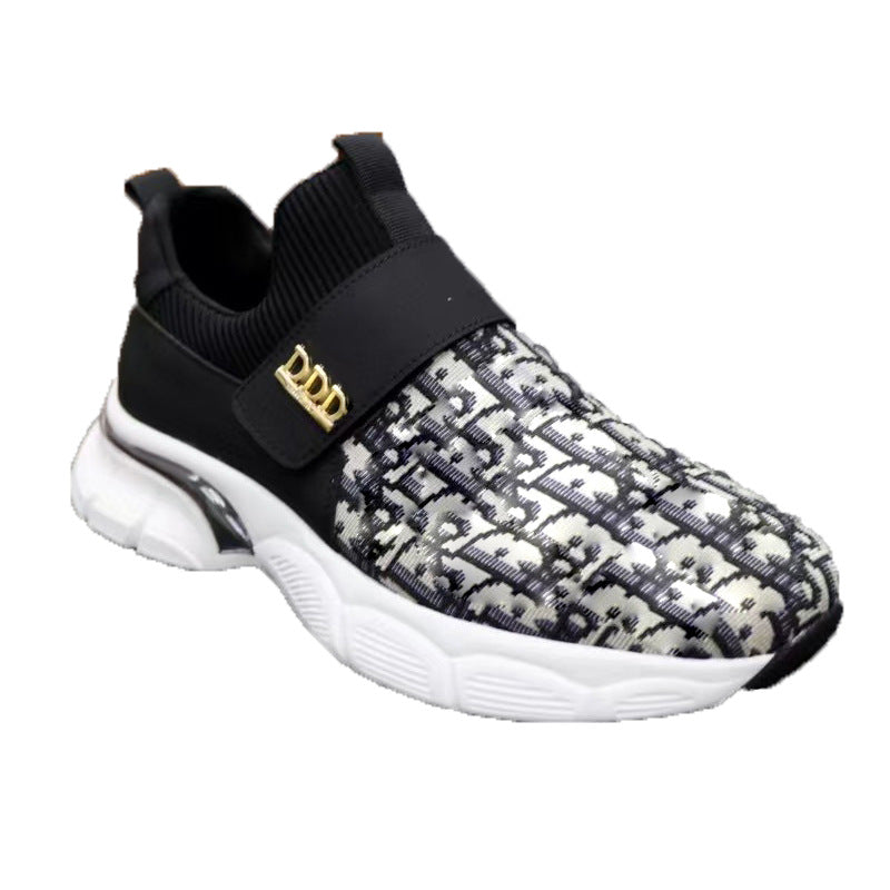Damen Sportliche Slip-On Sneaker mit modischem Oberflächenmuster und elastischem Verschluss R&B