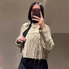 Damen modische Fransenjacke mit dekorativen Nieten R&B