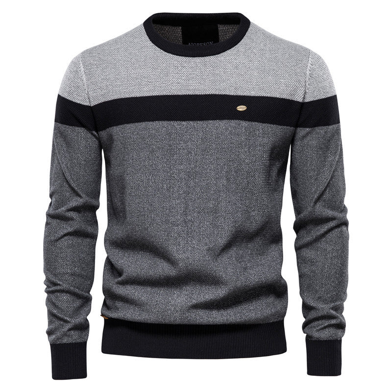 Herren Strickpullover mit modernem Farbblockdesign und feiner Struktur R&B