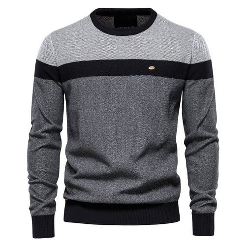 Herren Strickpullover mit modernem Farbblockdesign und feiner Struktur R&B