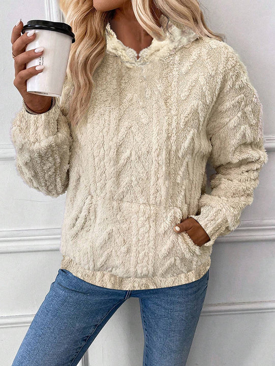 Damen Flauschiger Hoodie mit Kängurutasche R&B