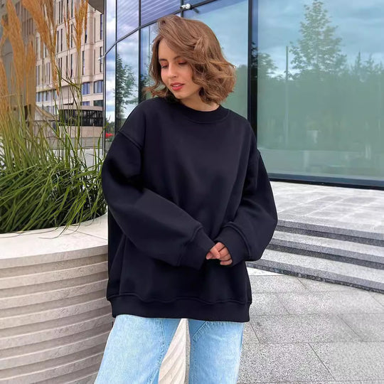 Damen Oversized Sweatshirt im lässigen Stil mit übergroßen Ärmeln und elastischen Bündchen R&B