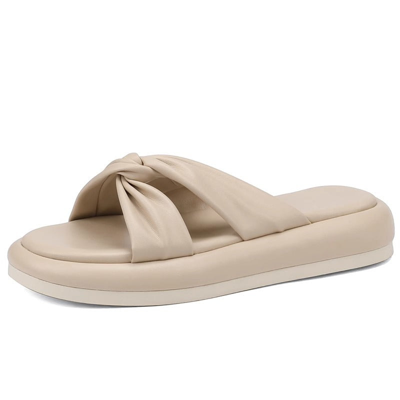 Damen Bequeme Zehentrenner-Pantoletten mit modischem Knoten-Design R&B