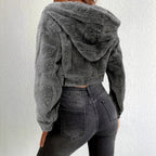 Damen Kuschelige Fleecejacke mit Reißverschluss und Kapuze R&B