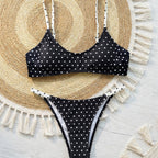 Damen Triangel-Bikini mit verspieltem Punktedesign und verstellbaren Trägern R&B