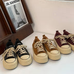 Damen modische Plateau-Sneaker mit samtiger Oberfläche und elastischem Schnürsystem R&B