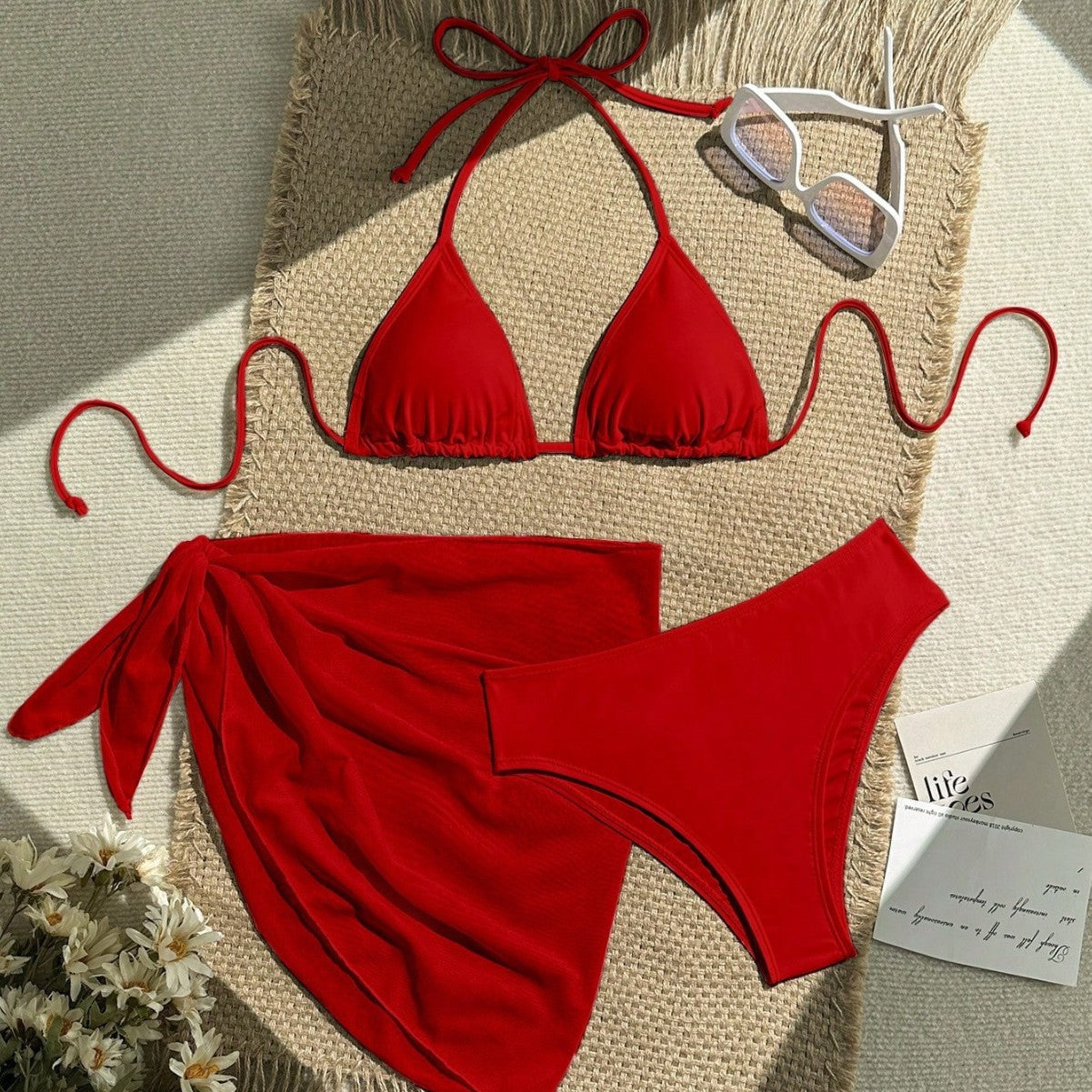 Damen Triangel-Bikini mit Wickeltuch und verstellbaren Trägern R&B