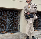 Damen Oversized Trenchcoat mit hochgeschlossenem Kragen und weiten Ärmeln R&B