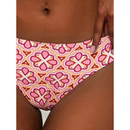 Damen Bikinislip mit floralem Muster und hohem Beinausschnitt R&B