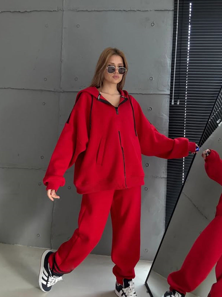 Damen Stylish Hoodie mit doppeltem Reißverschluss und lässigem Schnitt R&B