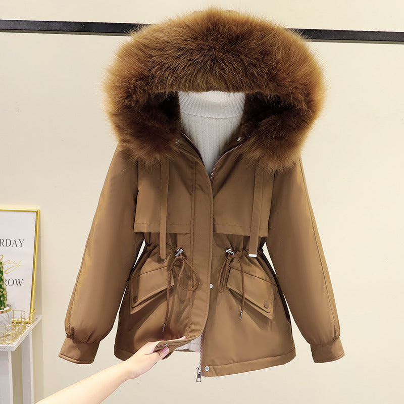 Damen Winterjacke mit funktionalem Reißverschluss und abnehmbarem Kunstpelzkragen R&B