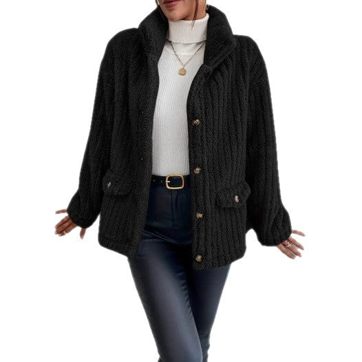 Damen Kuschelige Fleecejacke mit aufgesetzten Taschen R&B