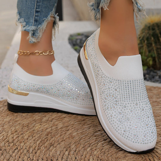 Damen Glitzernde Slip-On Sneakers mit bequemer und dämpfender Sohle R&B