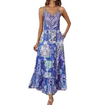 Damen Maxikleid mit luftigen Trägern und floralem Muster R&B